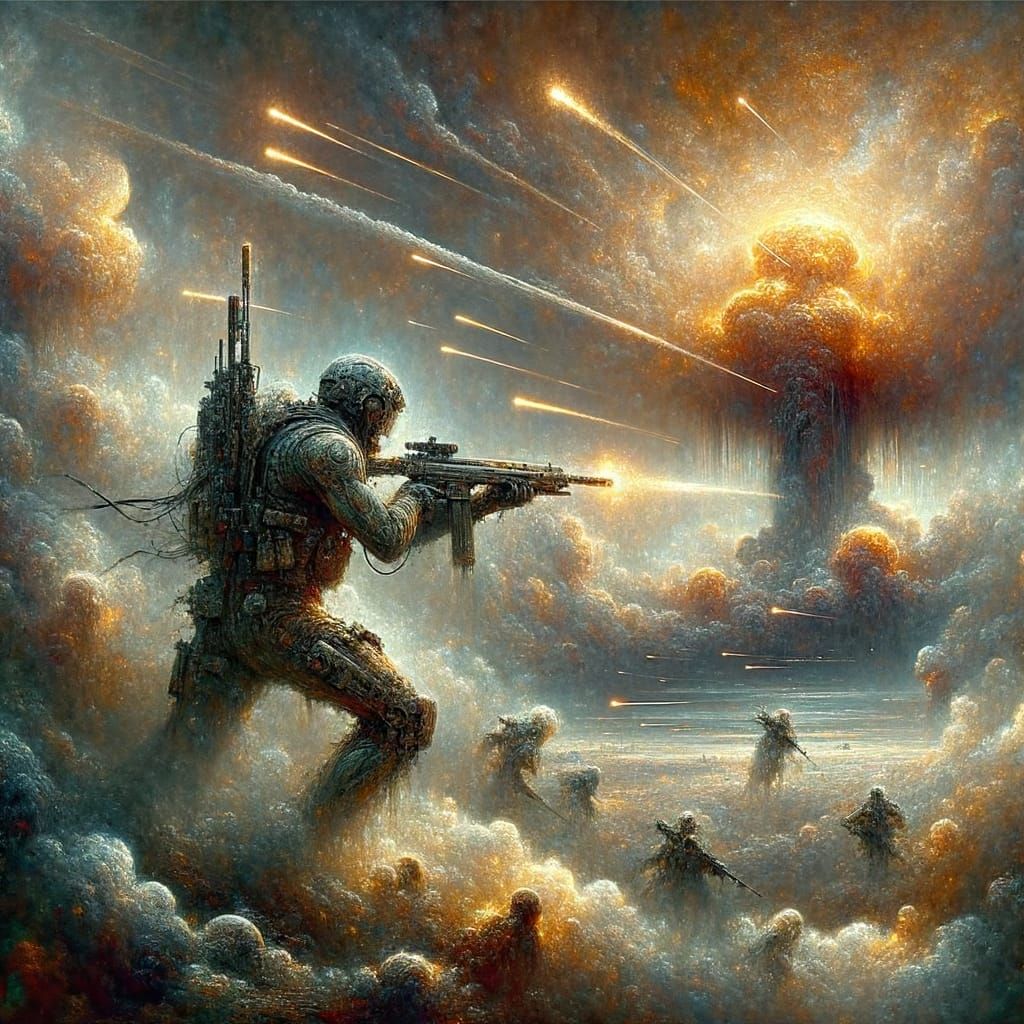 Futuristic Soldier's Last Stand Against Alien Horde