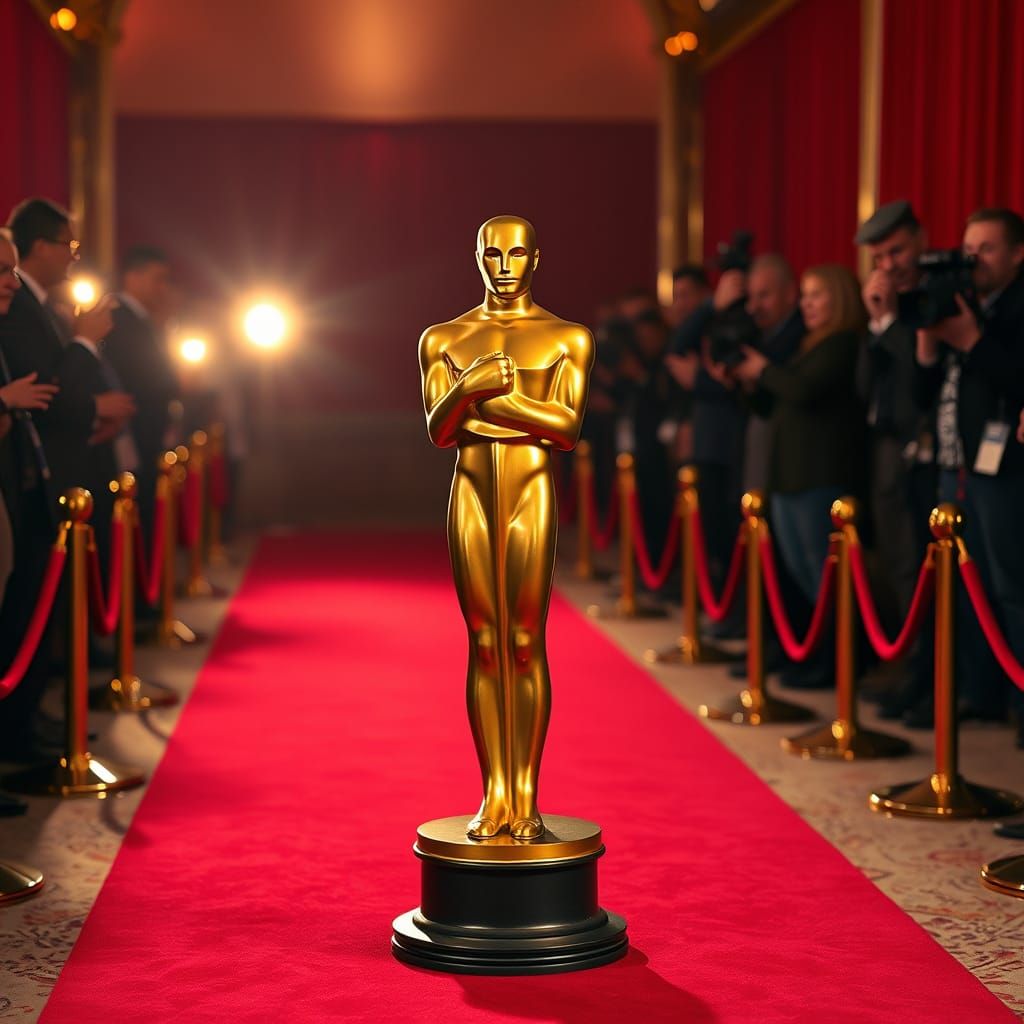 Glamorous Oscar Statue Strikes a Pose on Red Carpet