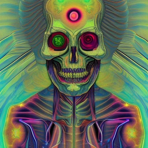 Thanatos in Cosmic Astral Holographic Illustration