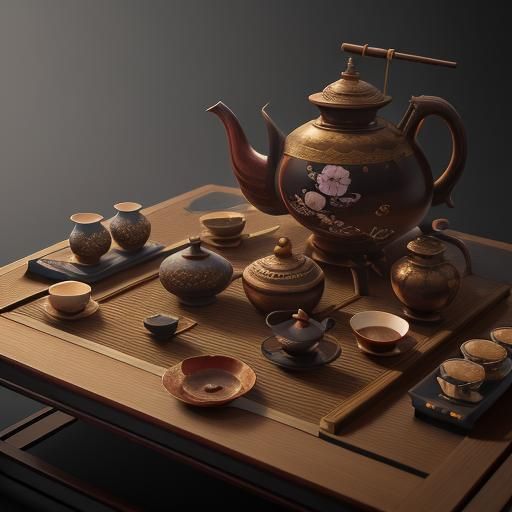 ancient  tea set for full formal traditional Japanese tea ce...