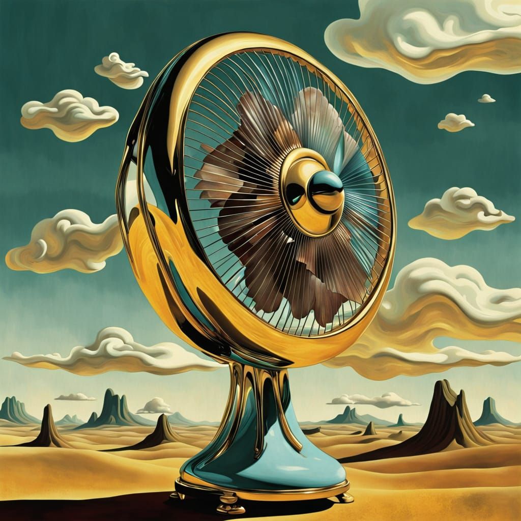 Melting Fan Machine in Surrealist Style