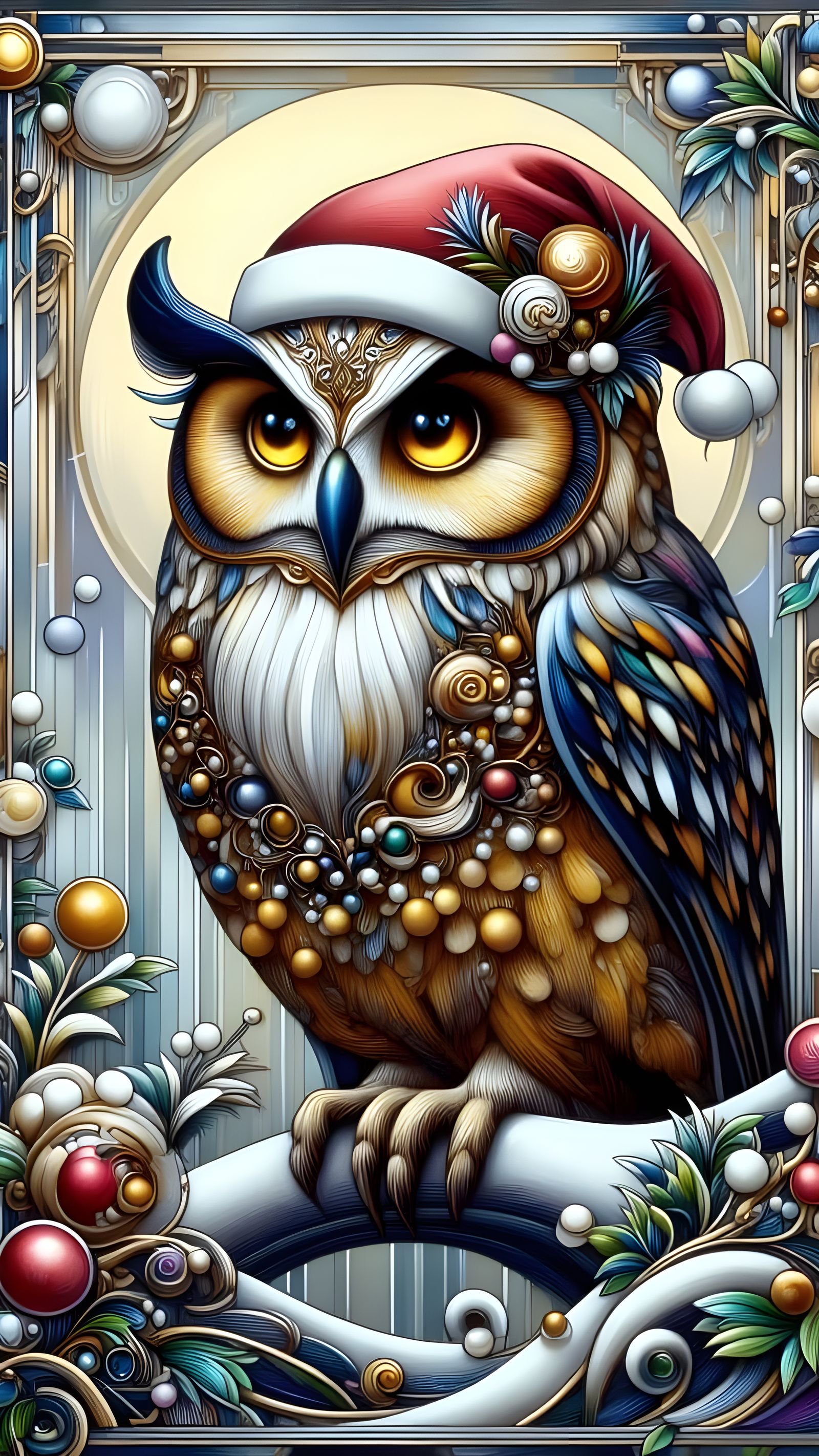Santa Christmas owl 2