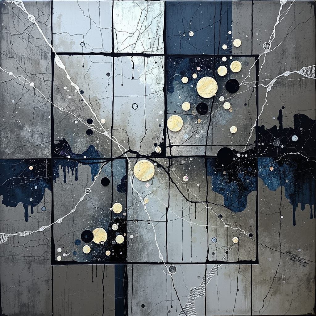 Abstract Nebula Geometric Spacescape in Grunge Art Style