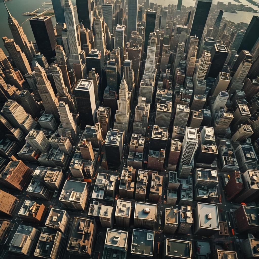 New York City Drone View: Cinematic Film Still