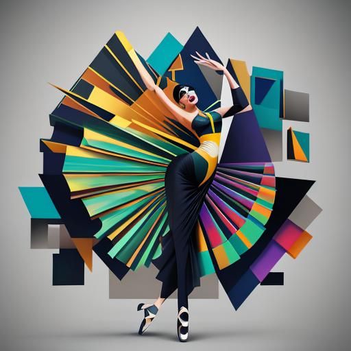 Cubist Ballet Dancer in Saree