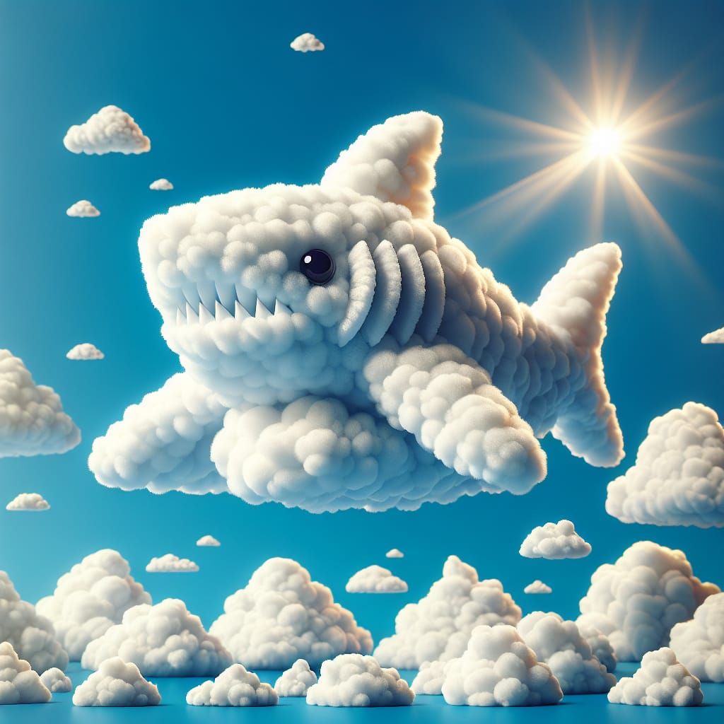 Fluffy White Cloud Shark on Clouds