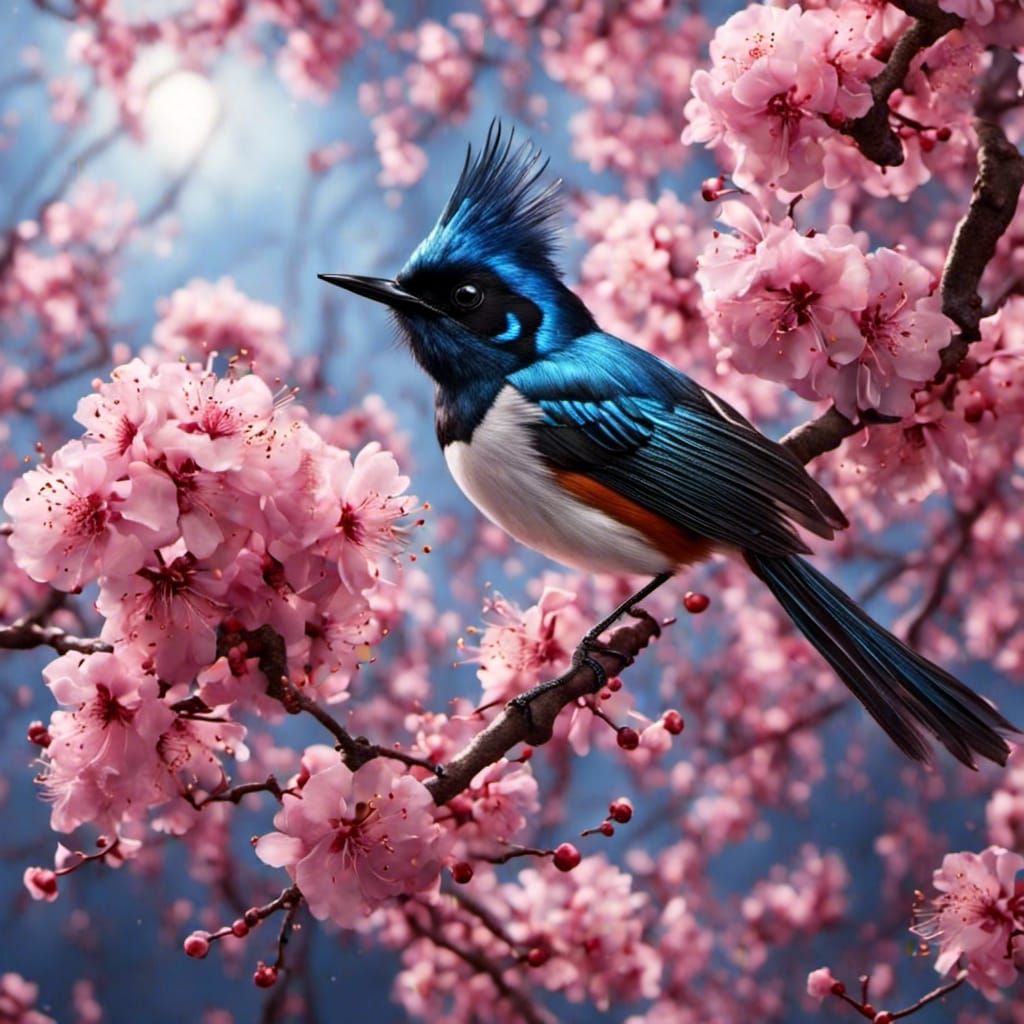 "儚い輝き: 超リアルな日本の楽園ヒタキの描写" - Hakanai Kagayaki: Chō Riaru na Nihon no Rakuen Hitaki no Byōsha