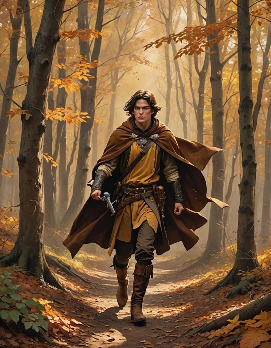 Ranger in Autumn Forest, Mystical Aura