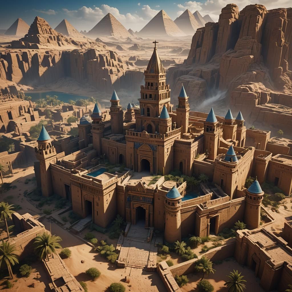 Ancient Egyptian Castle: Detailed Matte Painting