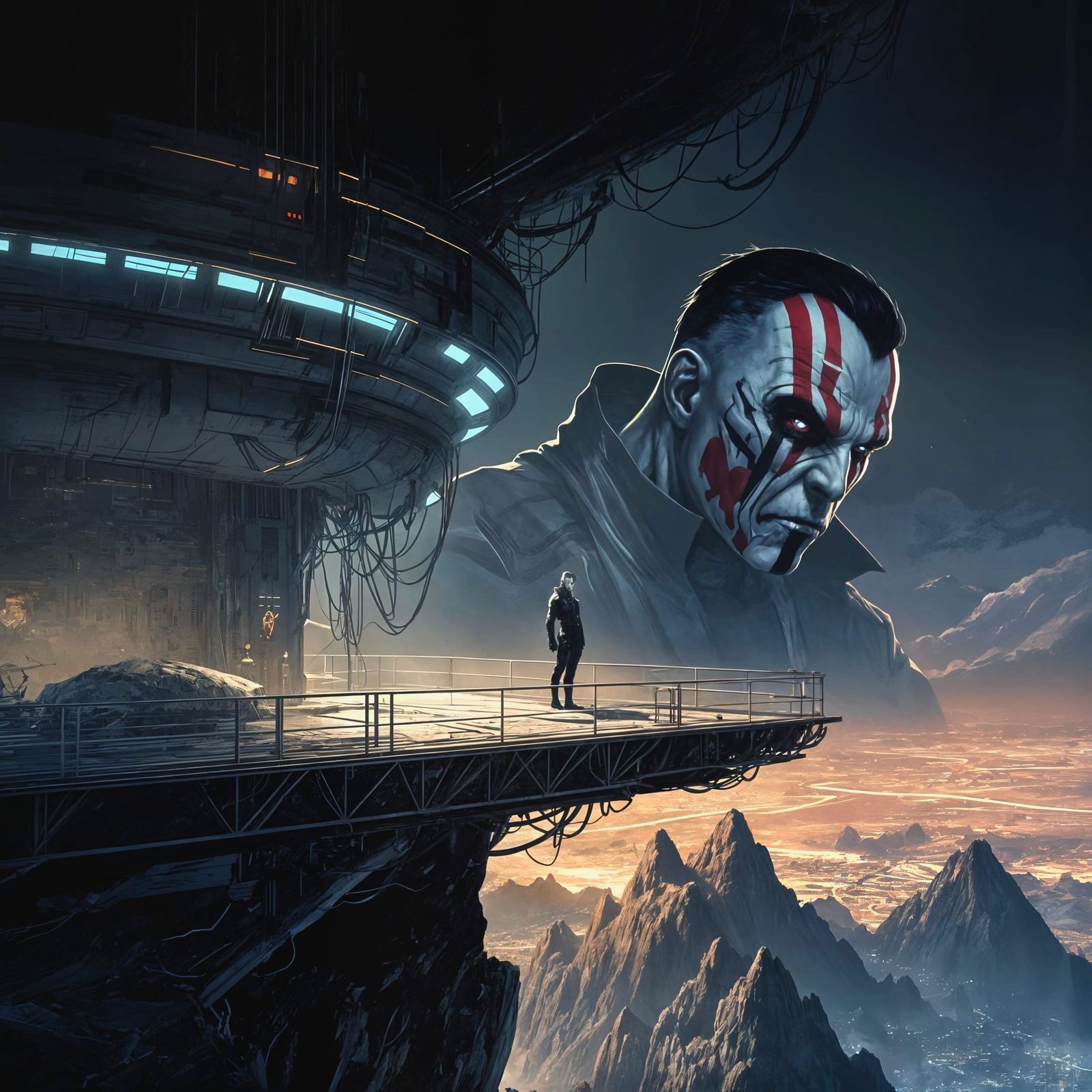 Nihilistic Villain in Futuristic Mountain Hideaway