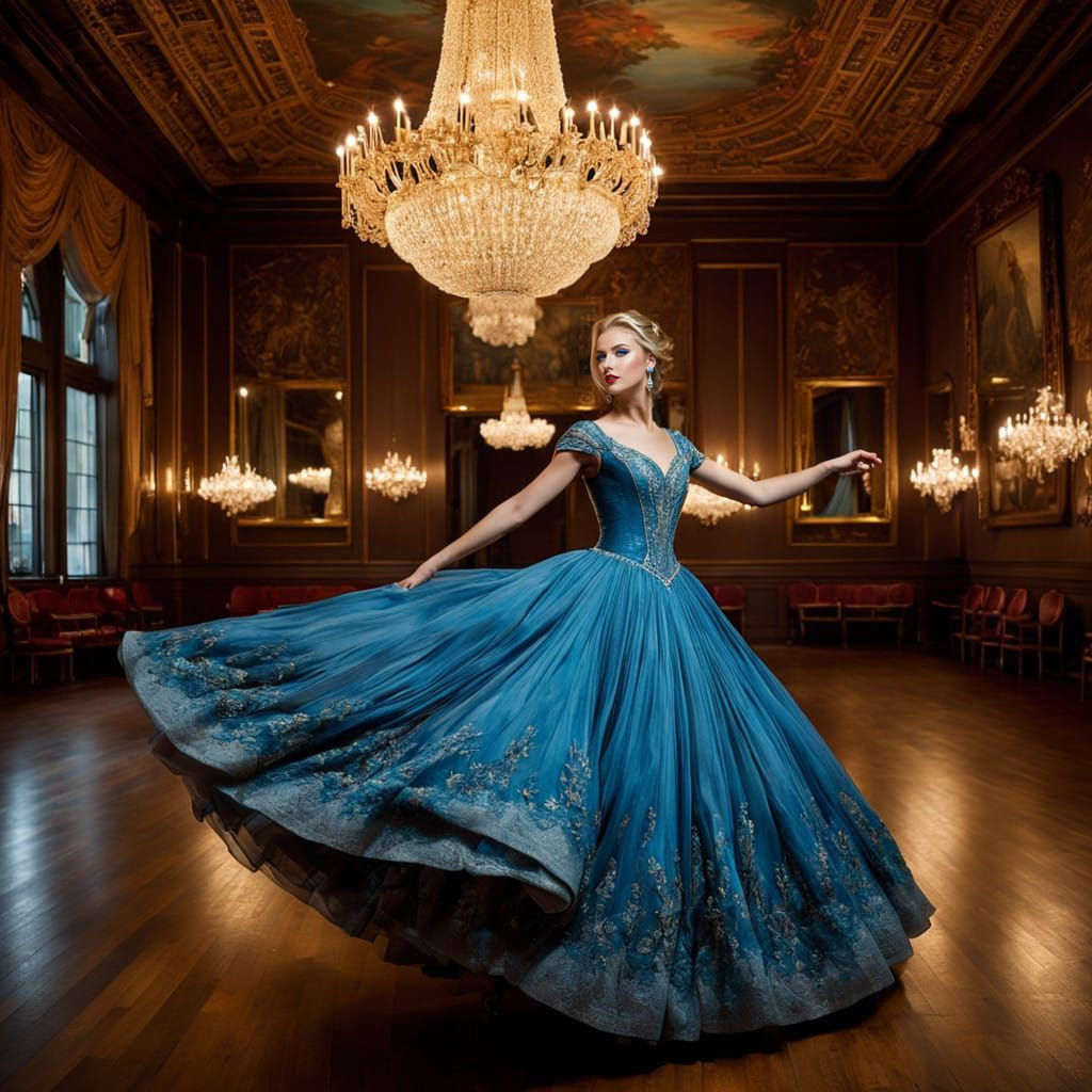 Regal Ballroom Beauty in Elegant Gown