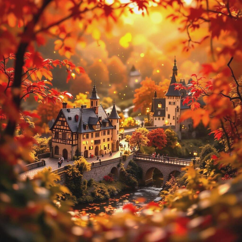 Burg Eltz Miniature in Autumn Golden Light