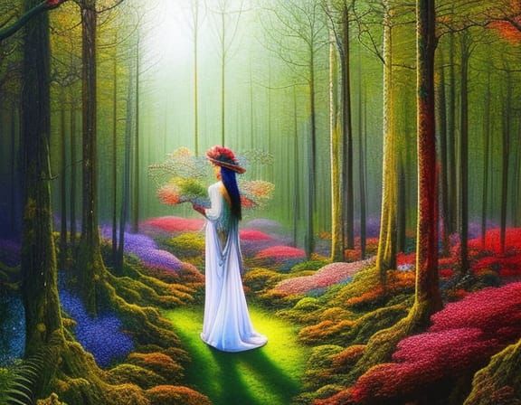 Sunset Wizard Woman in Vines: Fashion Magazine Art