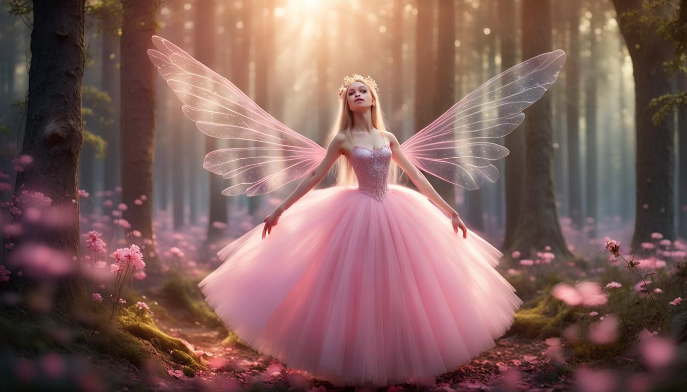 Fairies Ballet in Ethereal Forest, Detailed Matte Painting