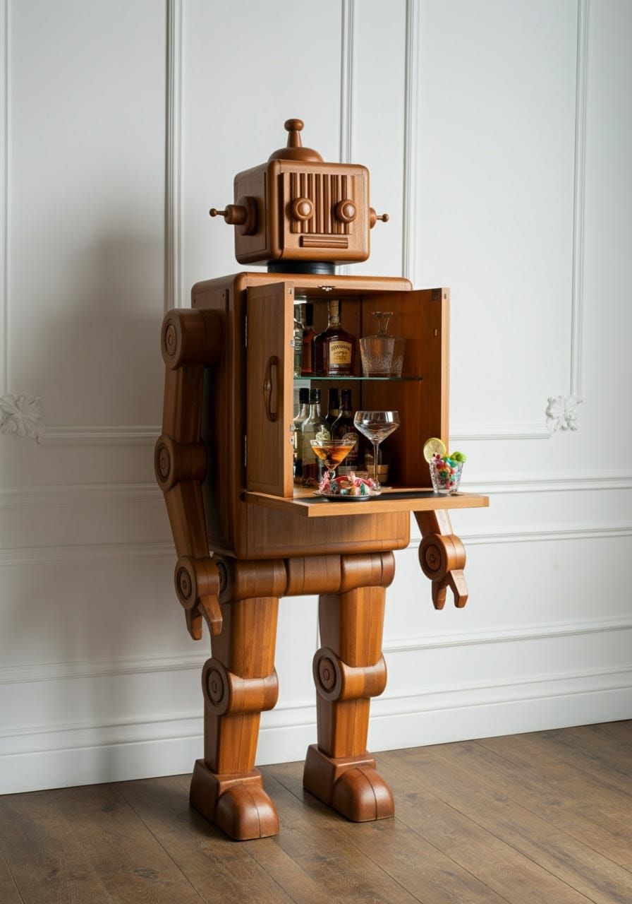 Whimsical Borghesani Robot Bar: A Unique Furniture Piece