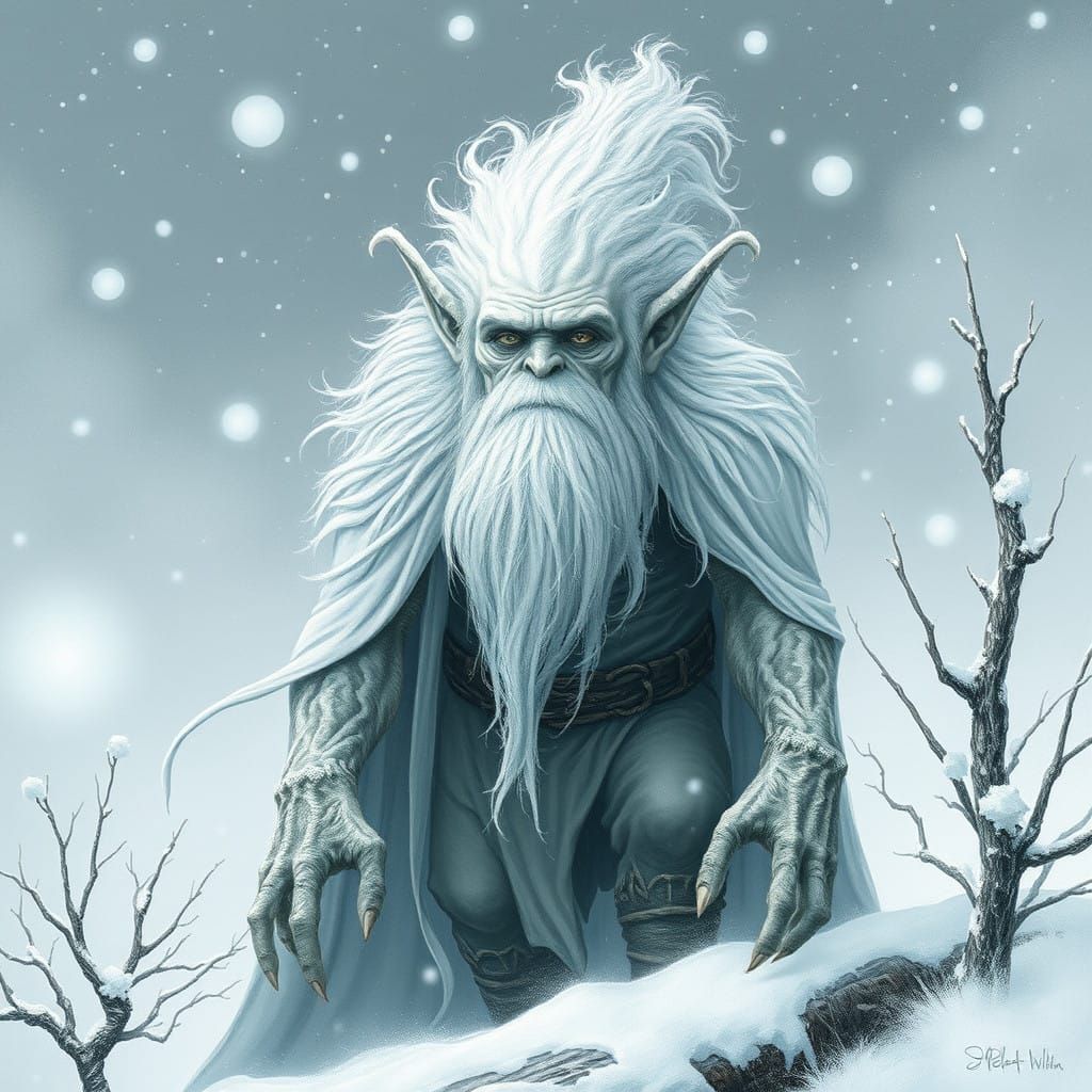 Majestic White Troll in Winter Wonderland