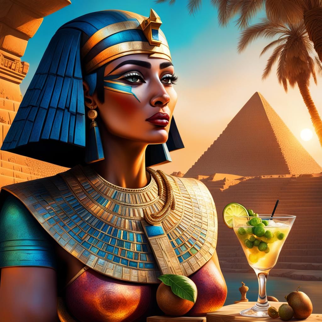 Egyptian Sunset Postcard with Cleopatra