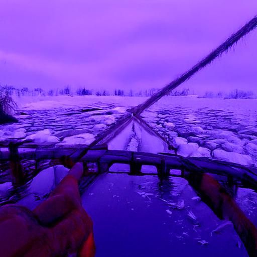 Figure Crossing Icy River