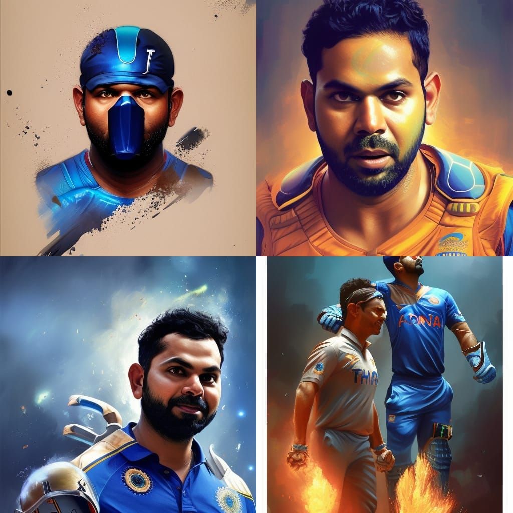 Indian Cricketers as Fantastic Four: Detailed Art