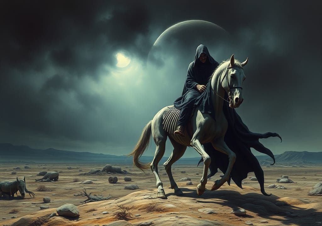 Death Rides a Pale Horse in Surreal Horror Style