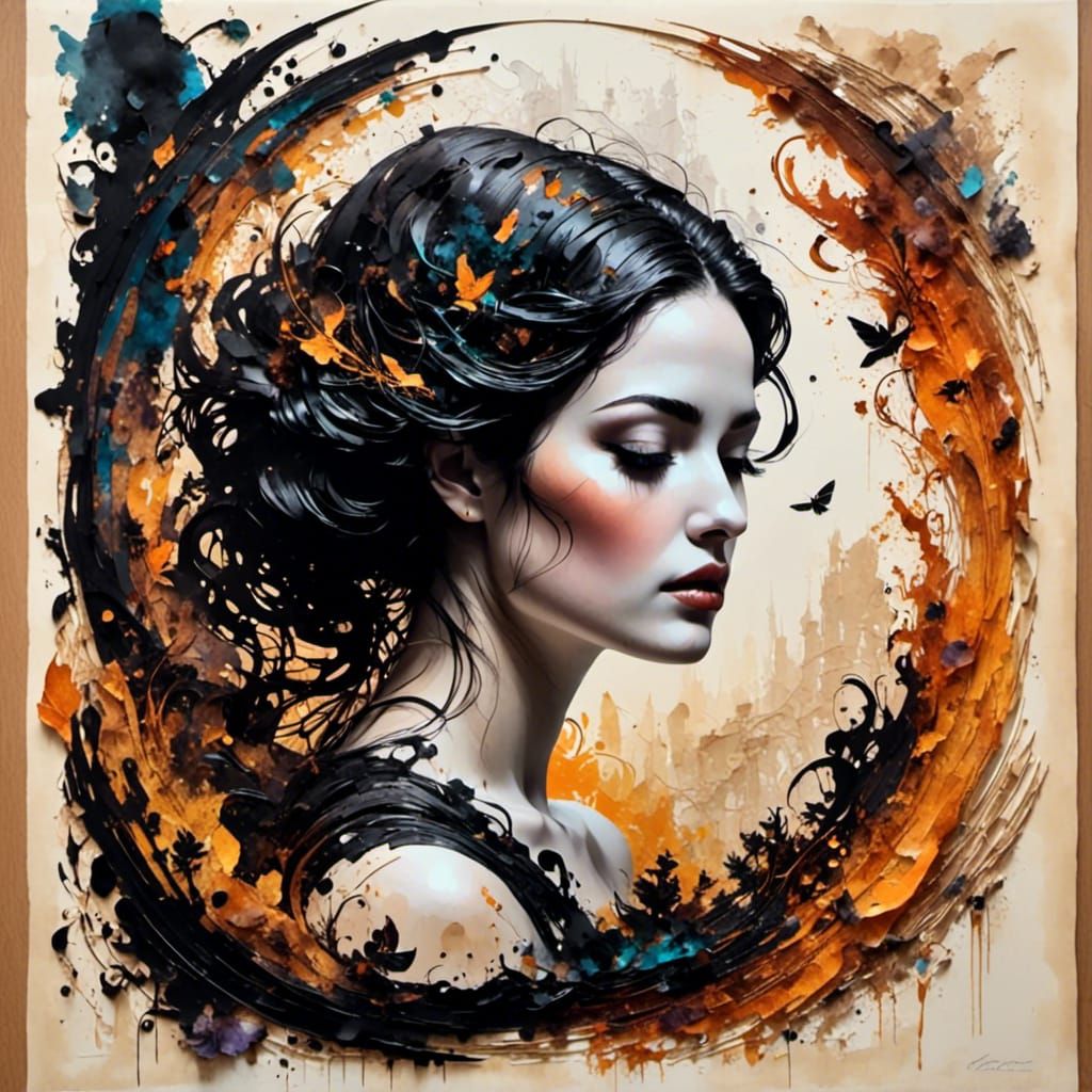 Ethereal Woodland Double Exposure on Burnt Paper