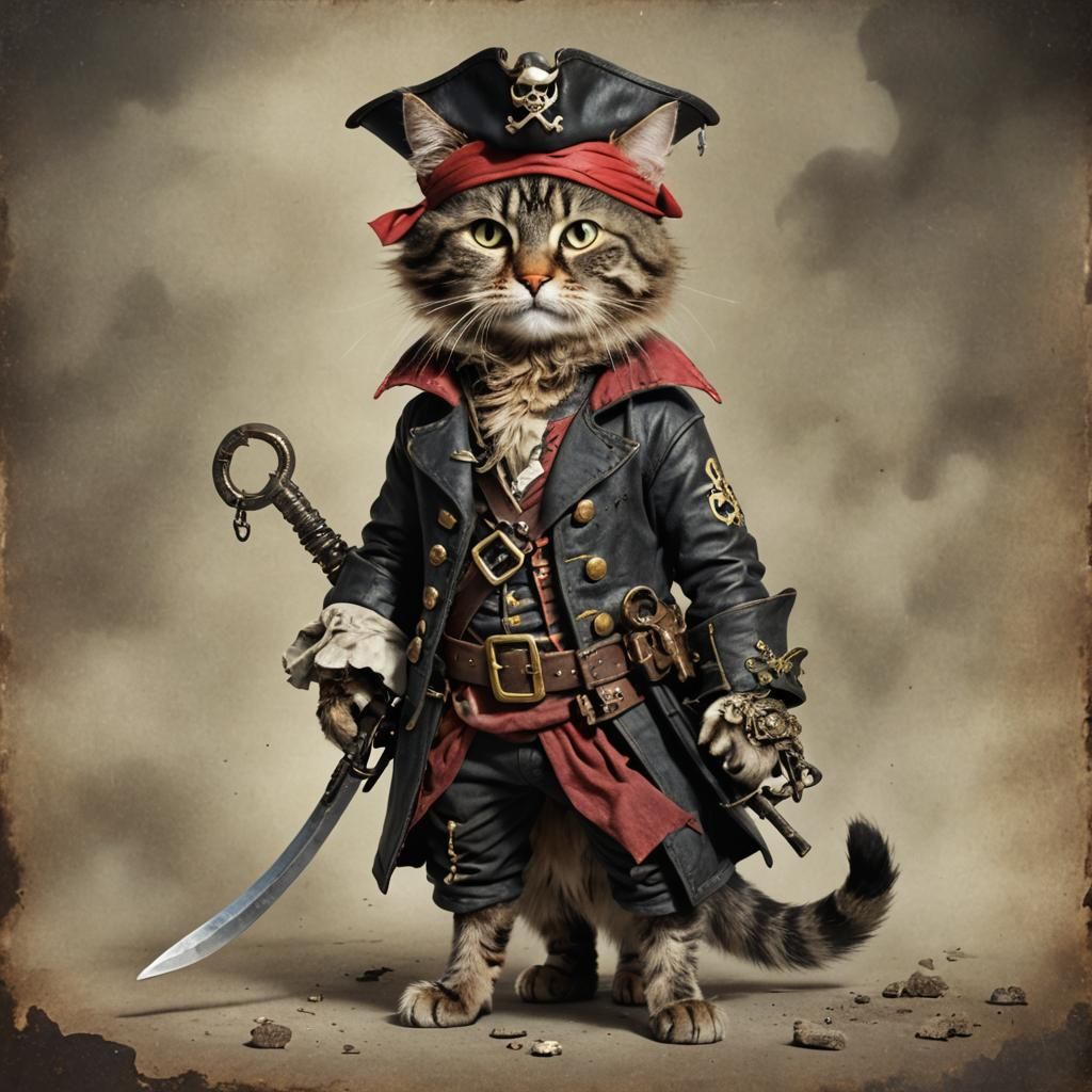 Post-Apocalyptic Pirate Cat Captain