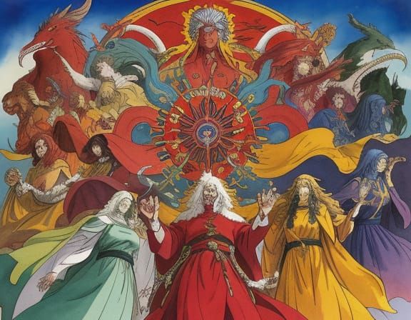 Seven Seals of Revelation in Comic Book Style