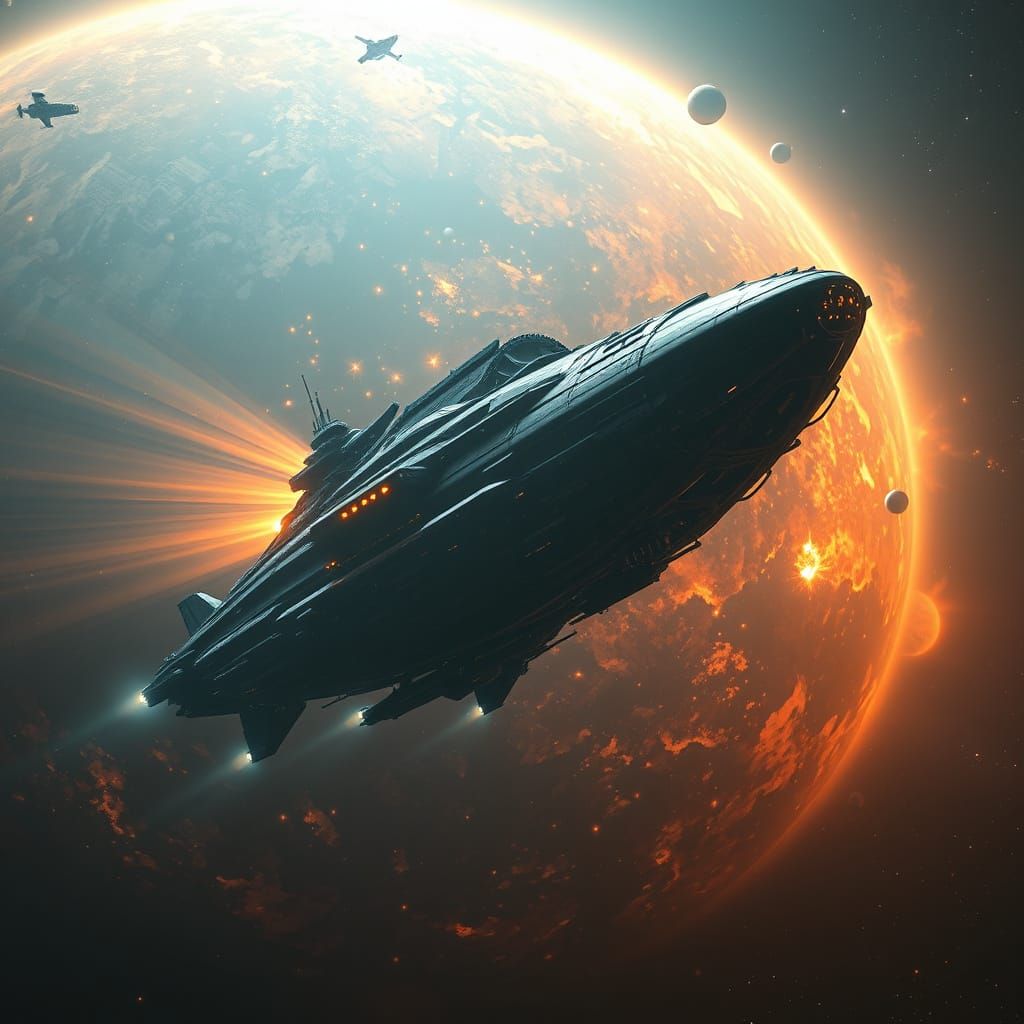 The Ark Spaceship Orbiting a Dying Star: Digital Matte Paint...