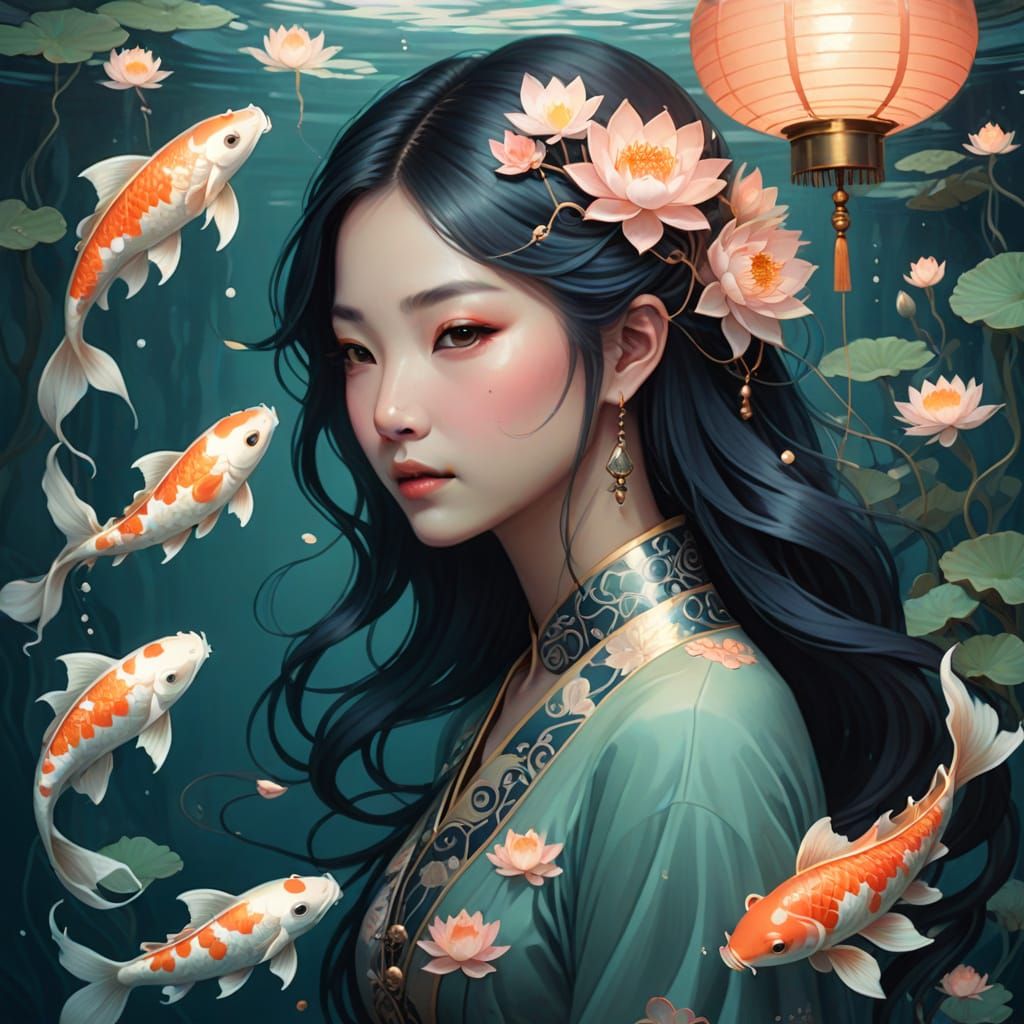 Lantern Oracle of the Underwater Temple in Aquatic Fantasy S...