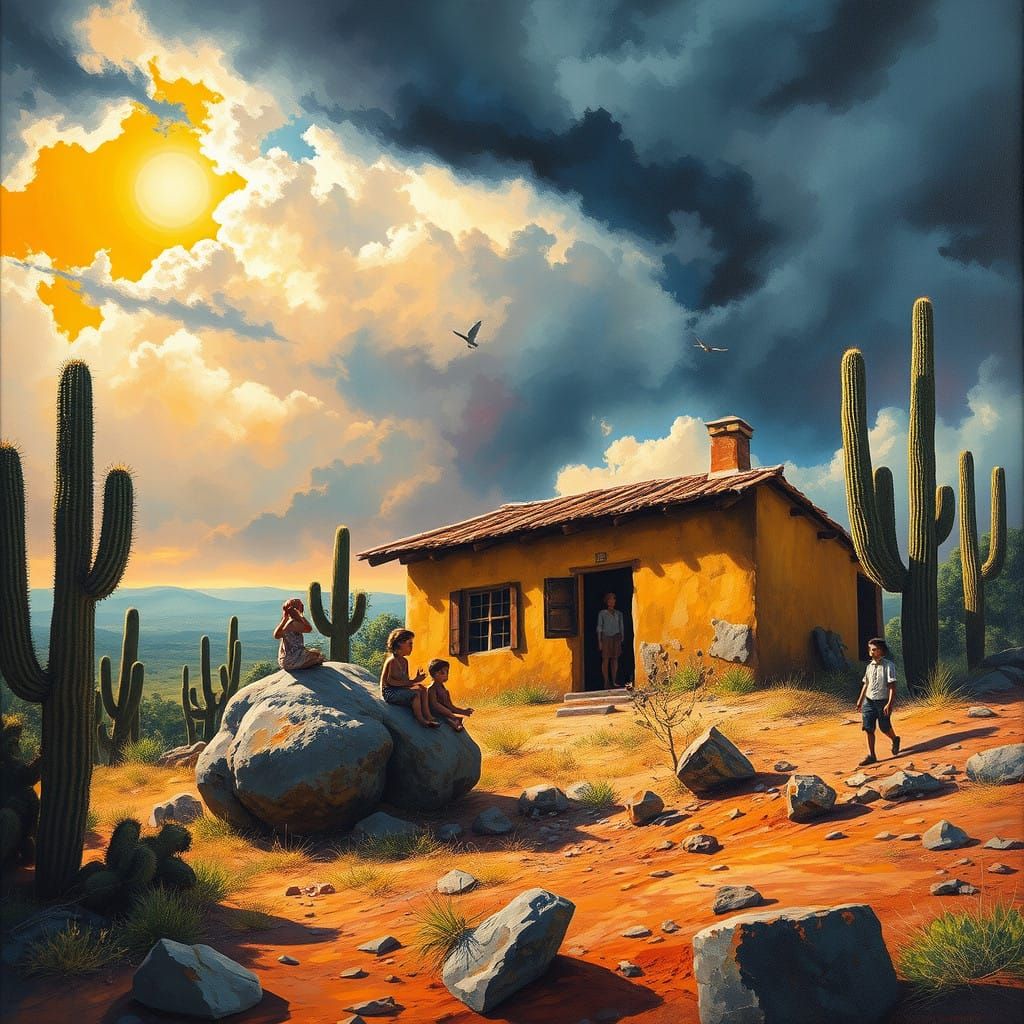 Sun-Scorched Sertão Landscape with Figures