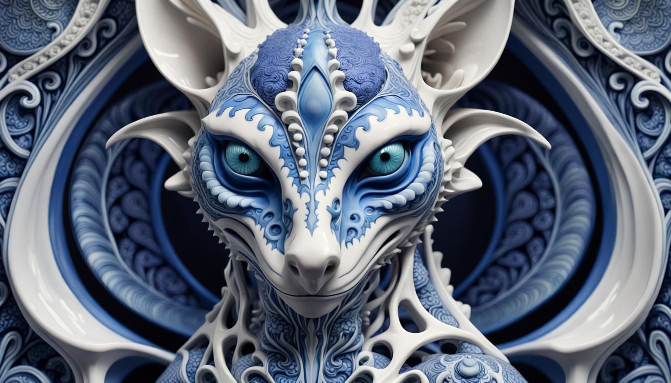 El Chupacabra in Surreal Art Nouveau Style