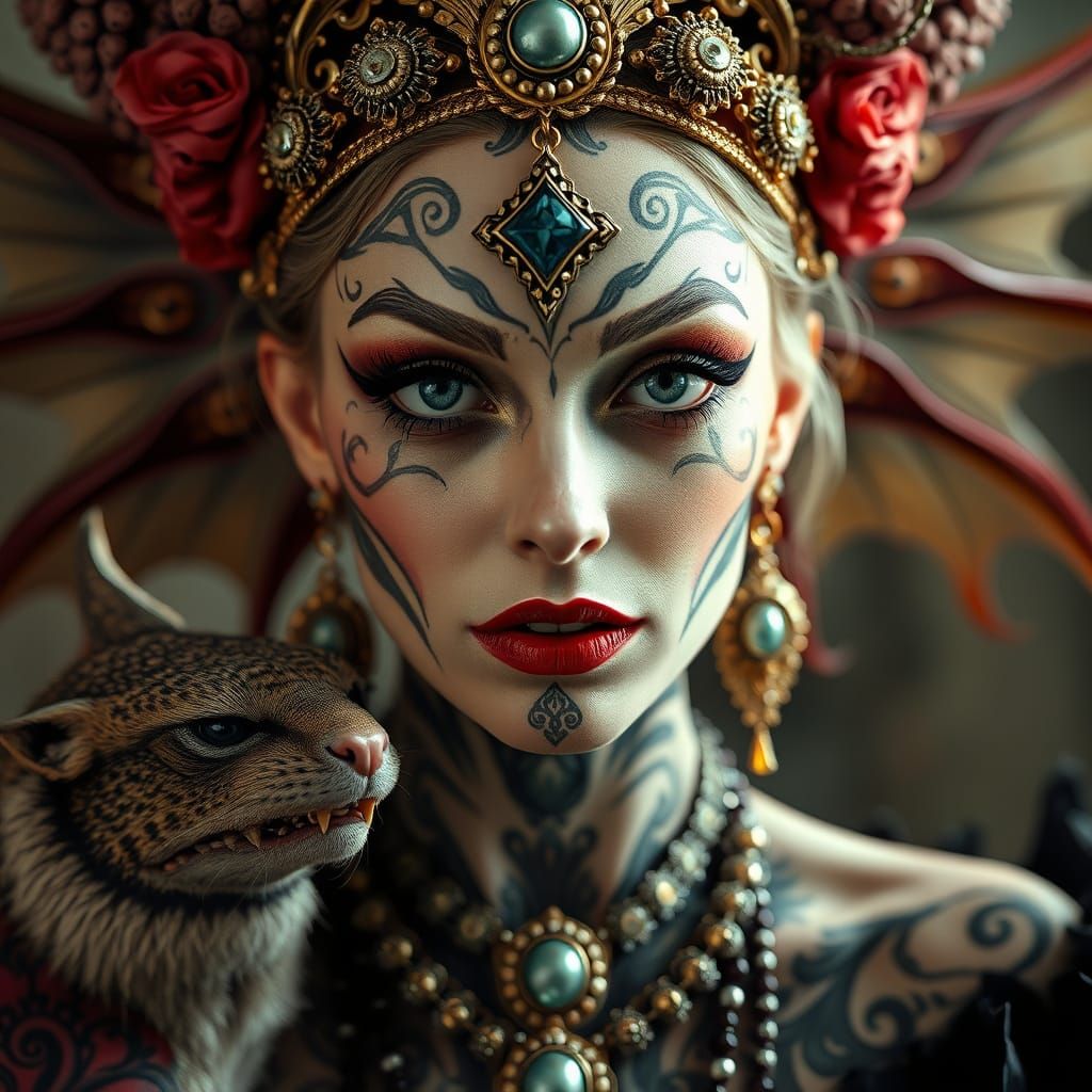 Goddess of Putrid Wrath: Ornate, Saturated Digital Art