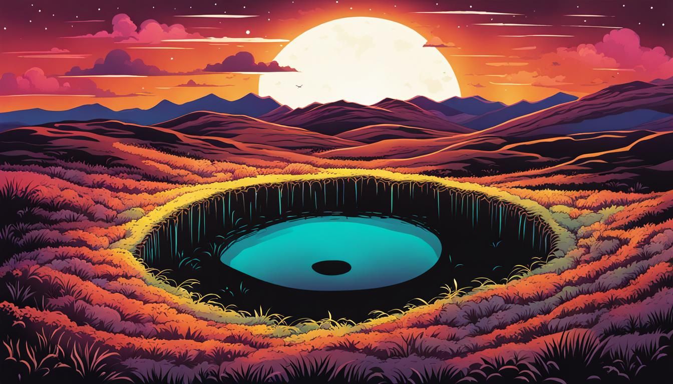 Glowing Hole Cartoon Poster in Whimsical Style