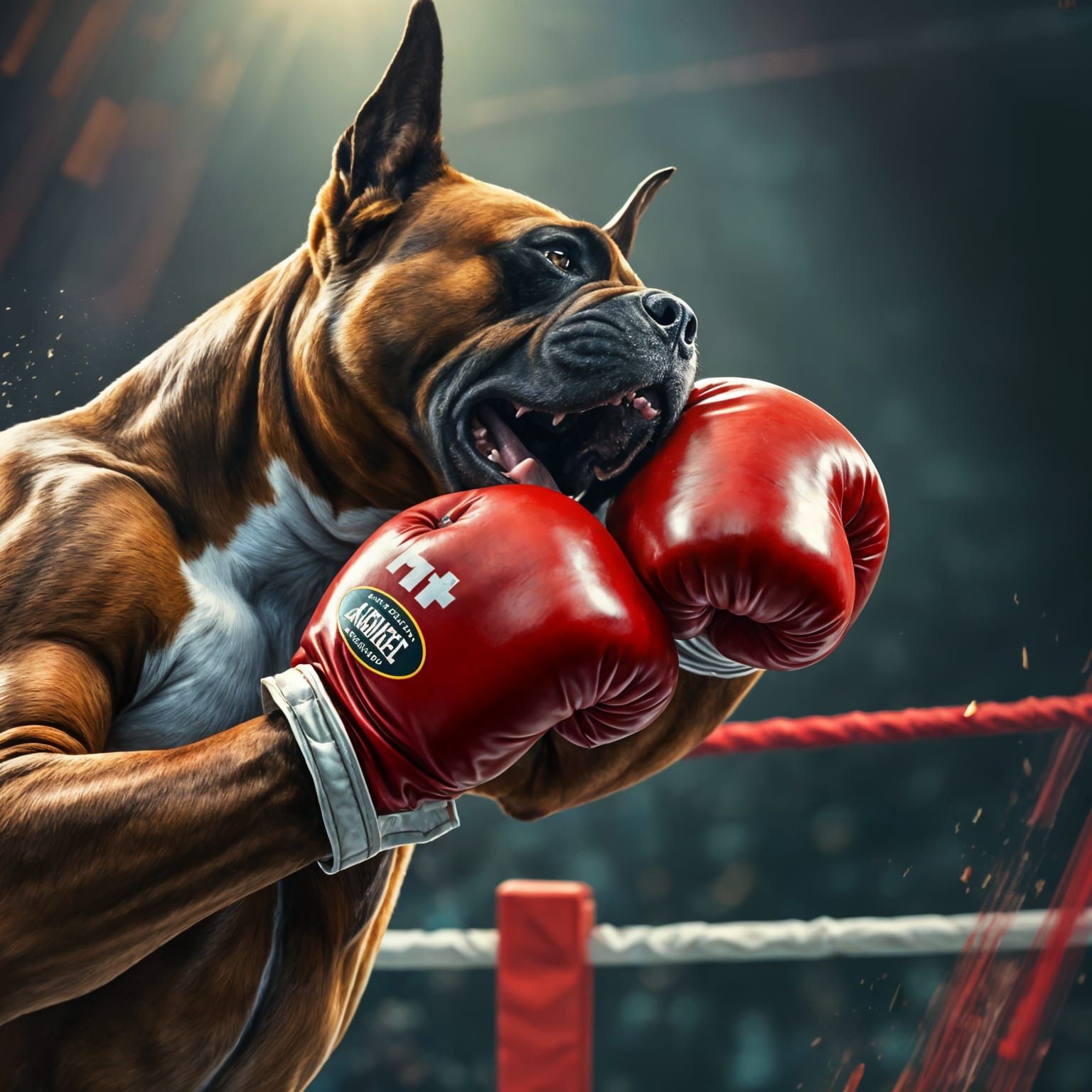 Hyperrealistic Boxer Showdown: St. Bernard Fights Doberman