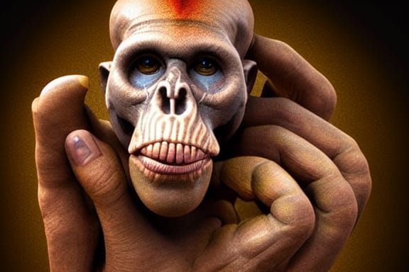 Homo Habilis Portrait in Biopunk Style