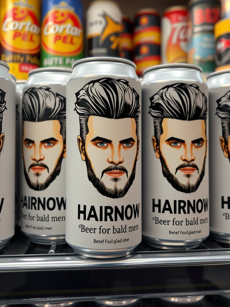 Sleek Modern Men with Thick Hair on Beer Cans
