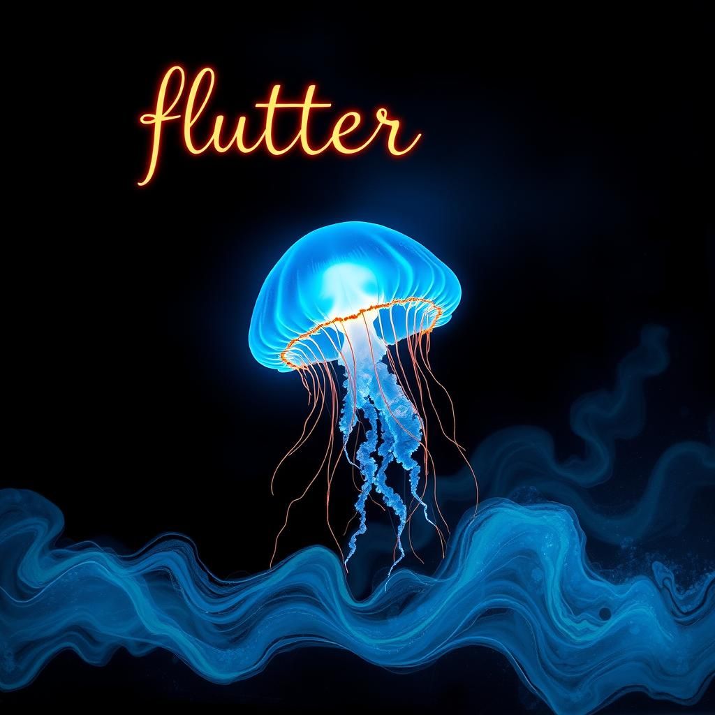 Bioluminescent Flutter Above Jellyfish in Watercolor Style