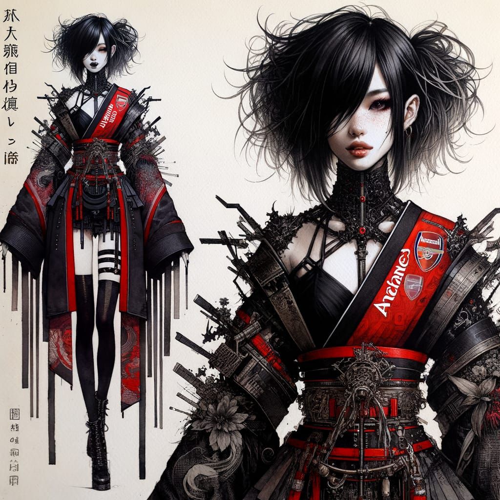 Asian Woman in Edgy, Museum-Quality Kimono