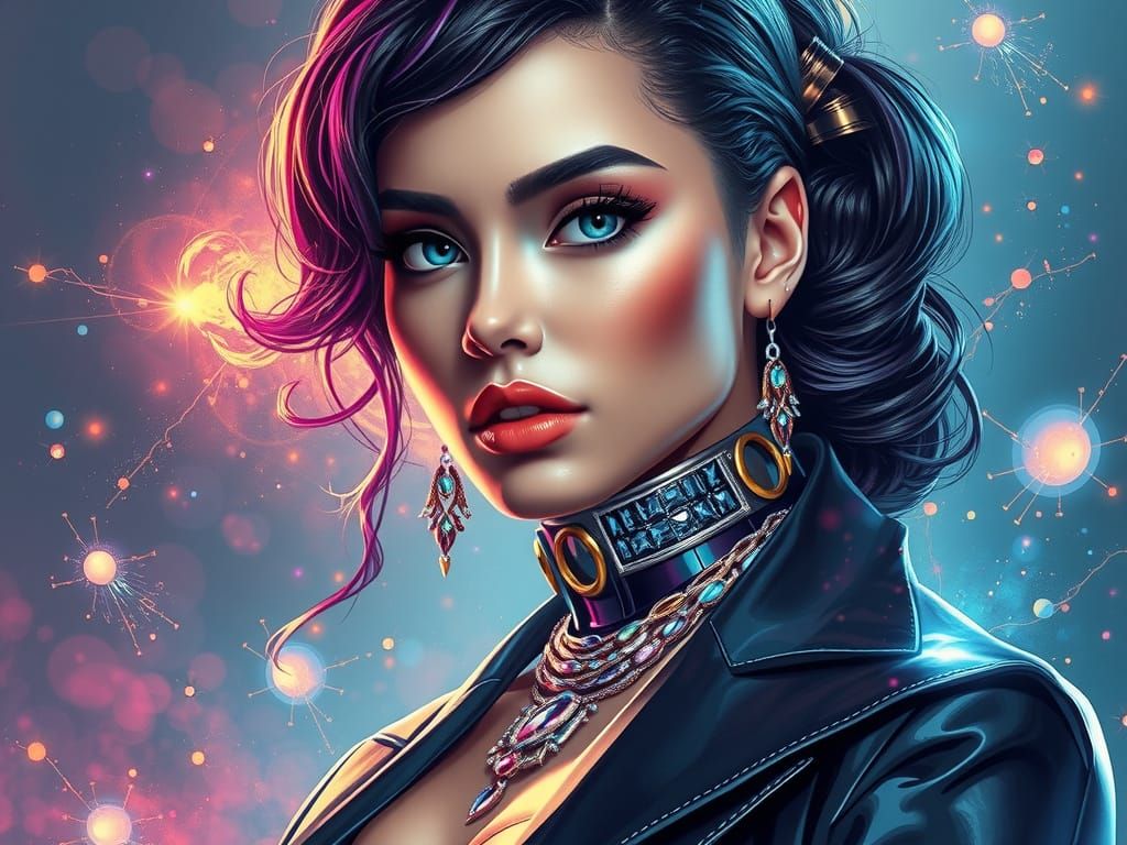 Cosmic Leader Woman with Ethereal Glow as Digital Art