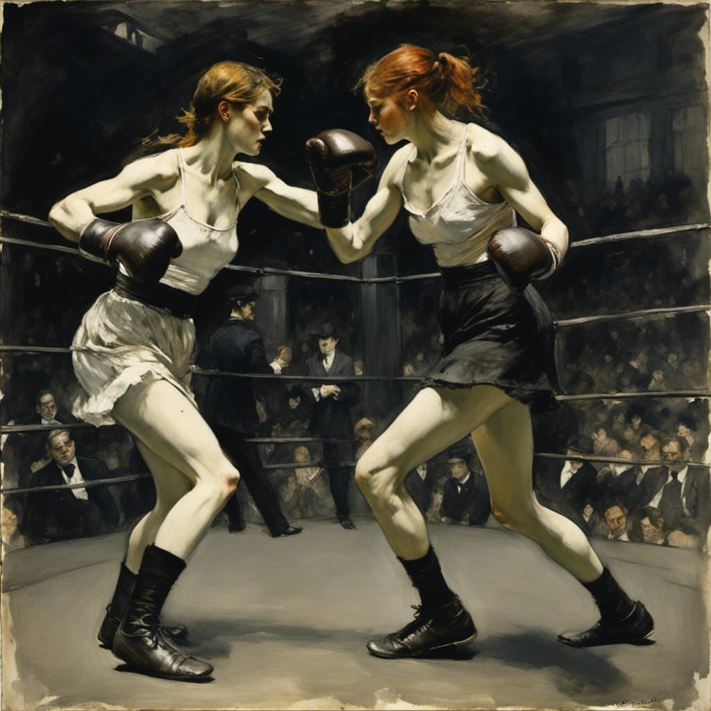 Brutal Boxing Match in Impressionist Style