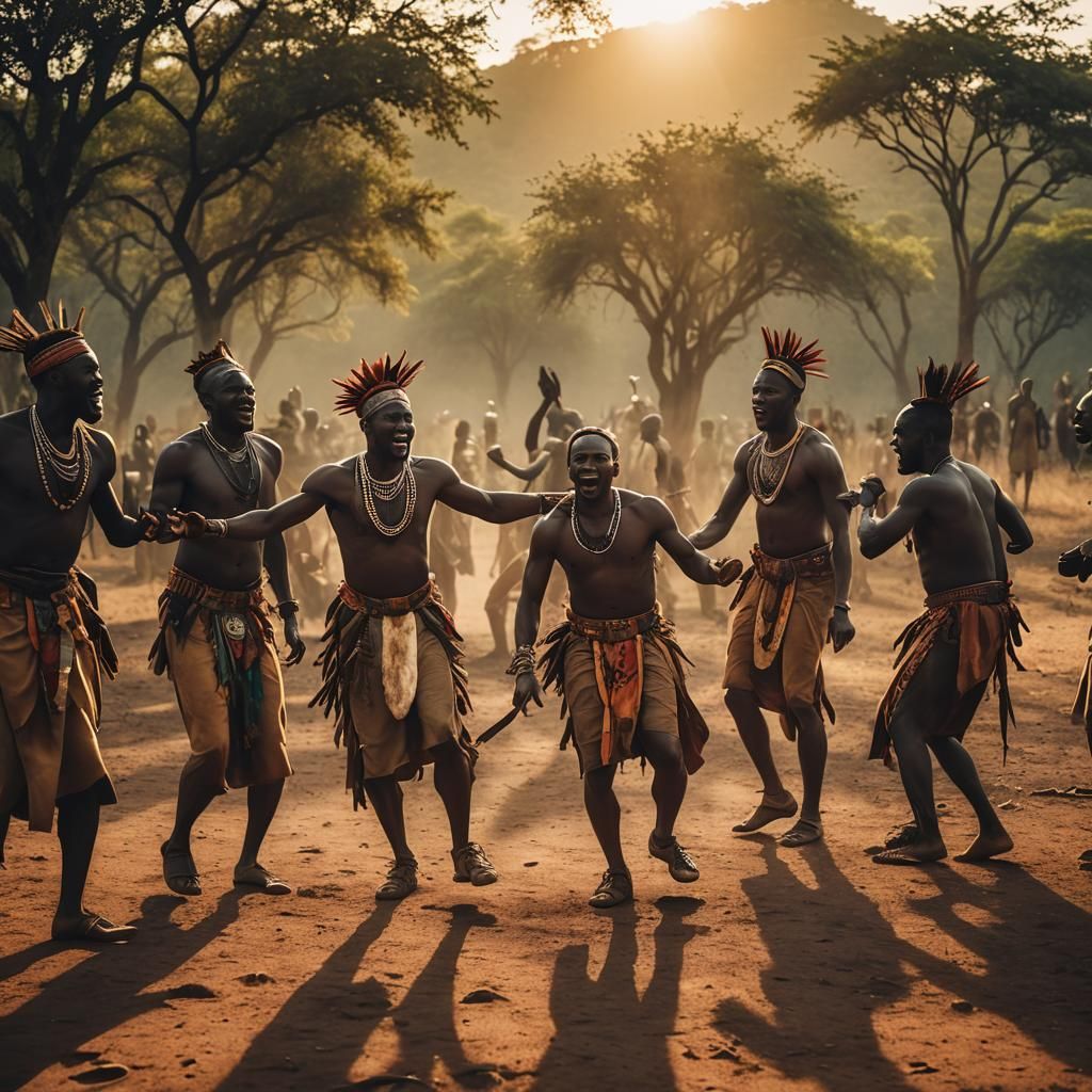 African Tribe Sun God Dance: Cinematic Film Still