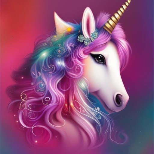 Radiant Unicorn in Folk Art Style