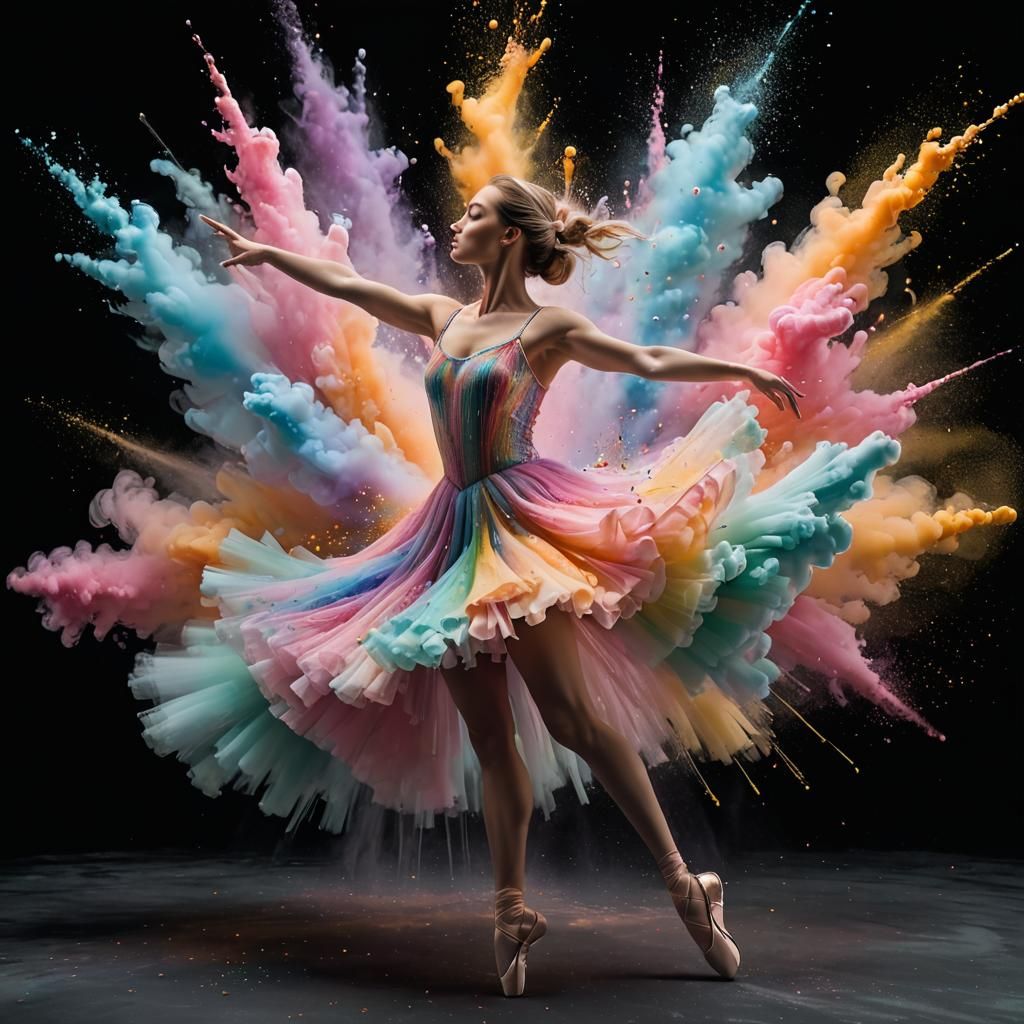 Ballerina in Pastel Powder Explosion