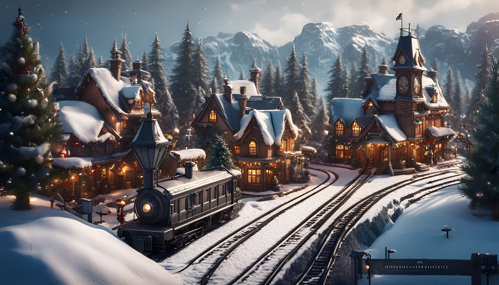 Macro Photo of a Detailed Winter Village