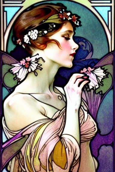 Elegant Beauty in Art Nouveau Style