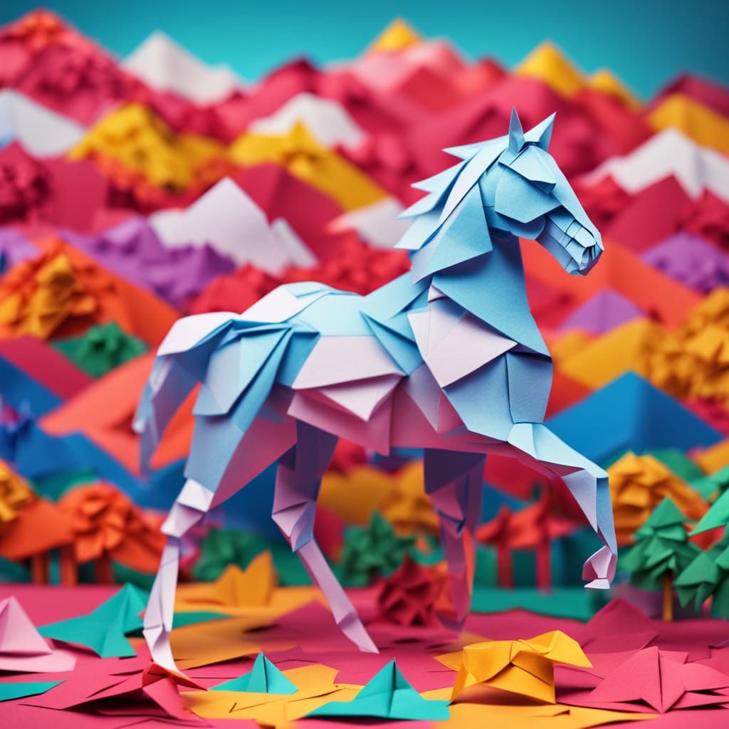 Origami paper horse,