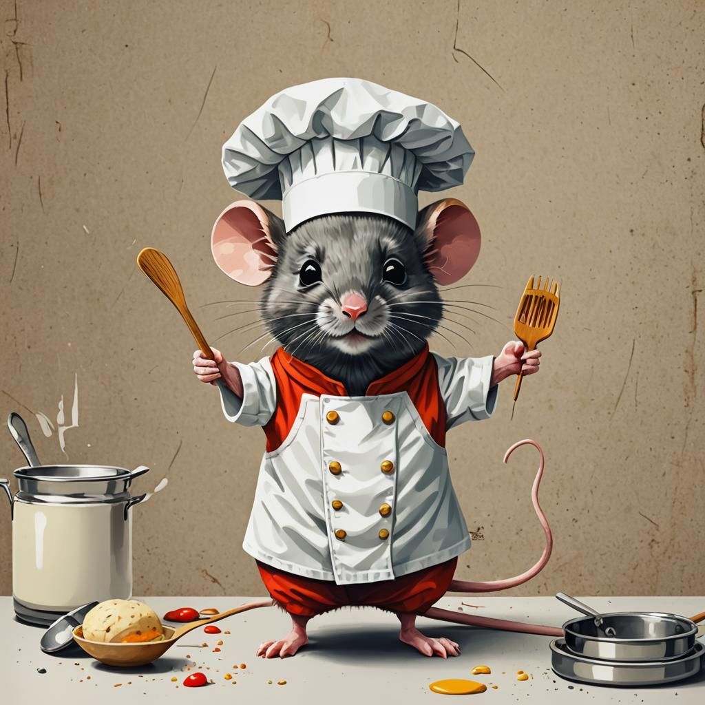 Cute Mouse Chef in Pop Art Kitchen