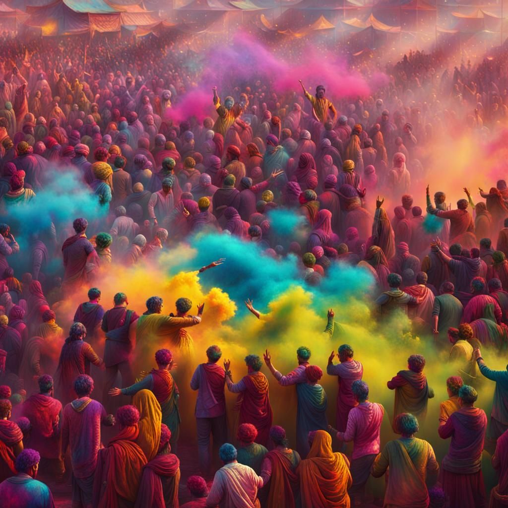 Colorful Holi Festival in Digital Matte Painting