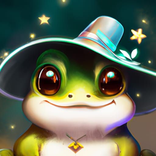 Cute Chibi Frog Wizard Digital Illustration