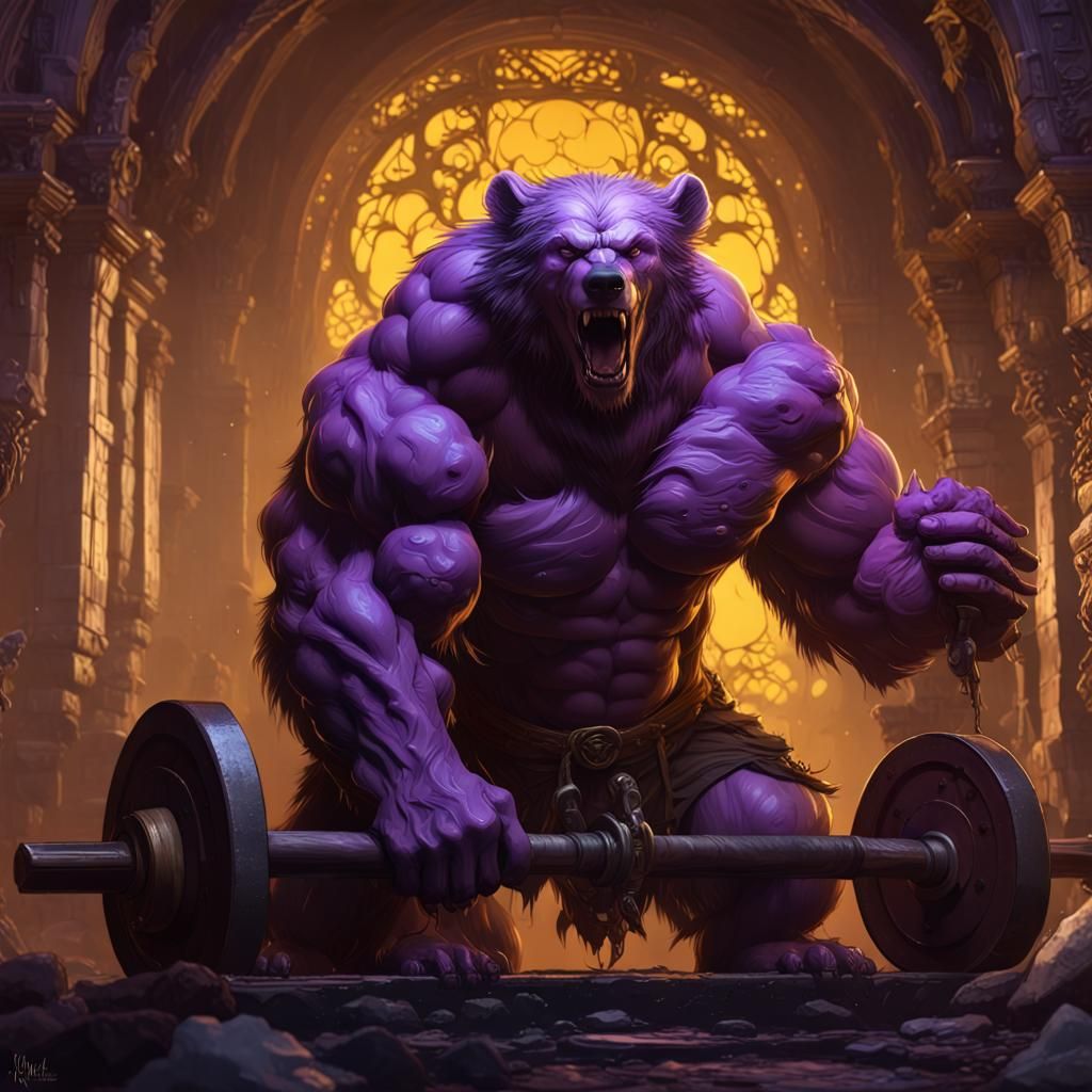 Werebear Strength Training: Dark Fantasy Concept Art